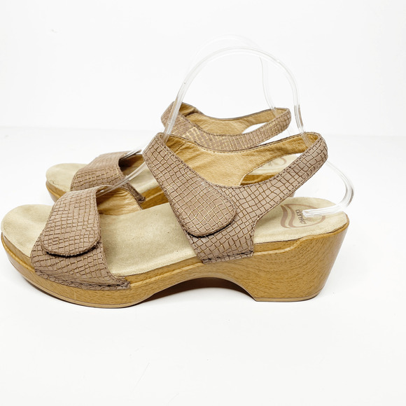 DANSKO Sonnet Leather clog Sandal croc embossed brown comfort Womens 41 10.5 11 - Picture 4 of 7